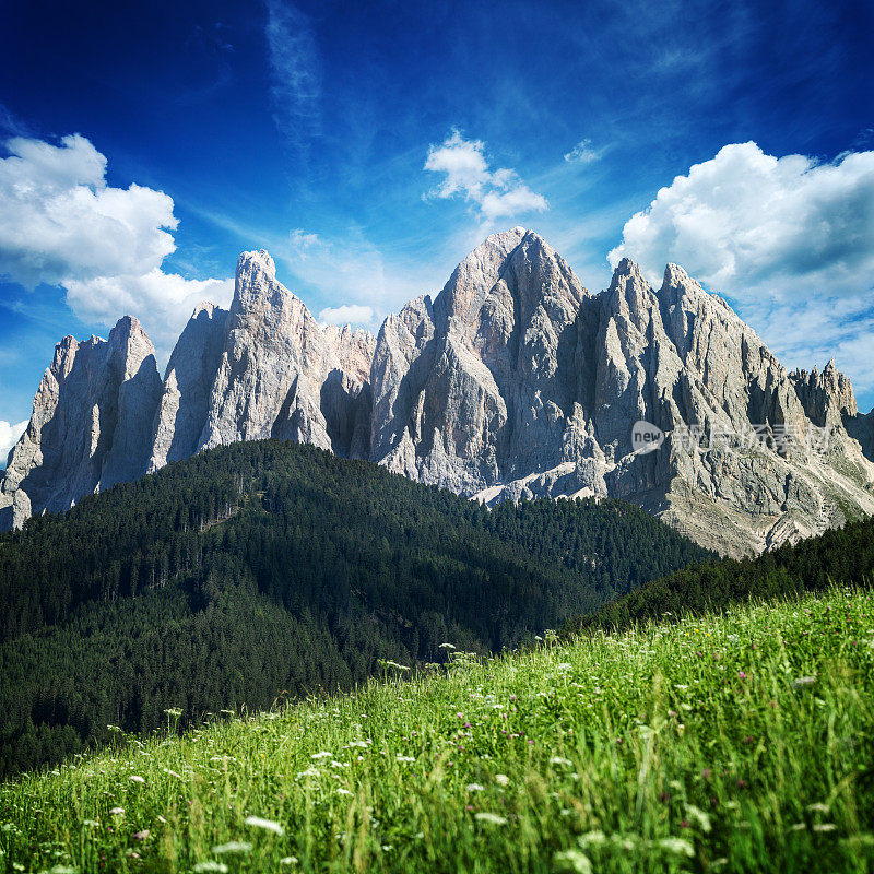 Funes的Vall, Dolomites，意大利阿尔卑斯山